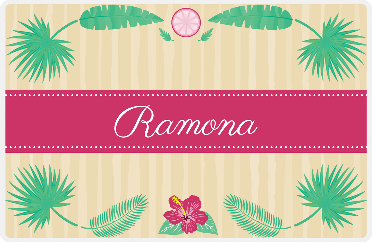 Personalized Palm Fronds Placemat II - Fronds Border - Ribbon Nameplate -  View