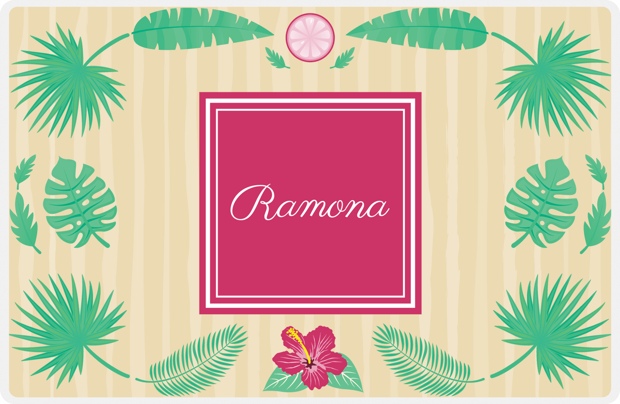 Personalized Palm Fronds Placemat II - Fronds Border - Square Nameplate -  View