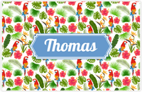 Thumbnail for Personalized Palm Fronds Placemat III - Macaw Pattern - Decorative Rectangle Nameplate -  View