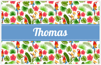Thumbnail for Personalized Palm Fronds Placemat III - Macaw Pattern - Ribbon Nameplate -  View