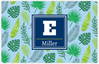 Thumbnail for Personalized Palm Fronds Placemat V - Initial with Name - Blue Background -  View