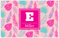 Thumbnail for Personalized Palm Fronds Placemat V - Initial with Name - Pink Background -  View