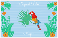 Thumbnail for Personalized Palm Fronds Placemat VI - Tropical Vibes - Blue Background -  View