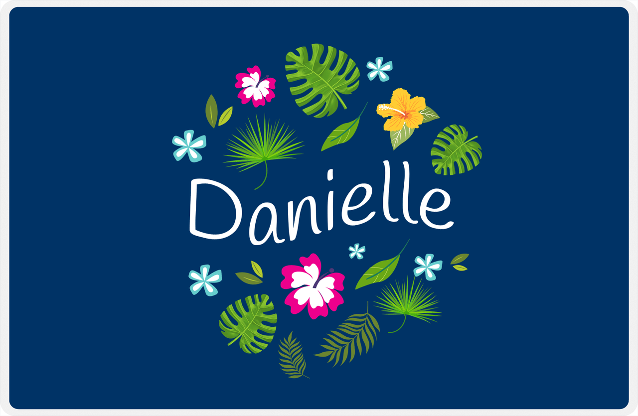 Personalized Palm Fronds Placemat - Blue Background -  View