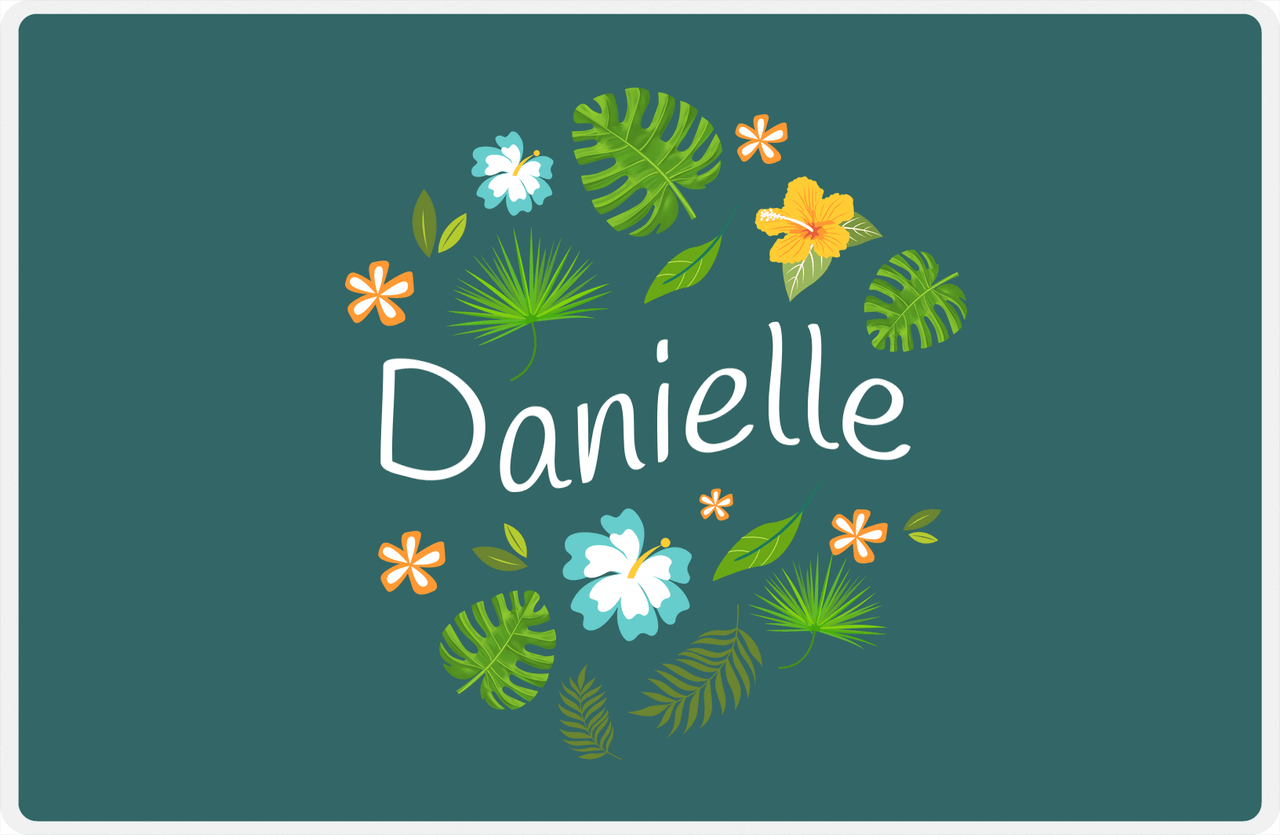 Personalized Palm Fronds Placemat - Teal Background -  View