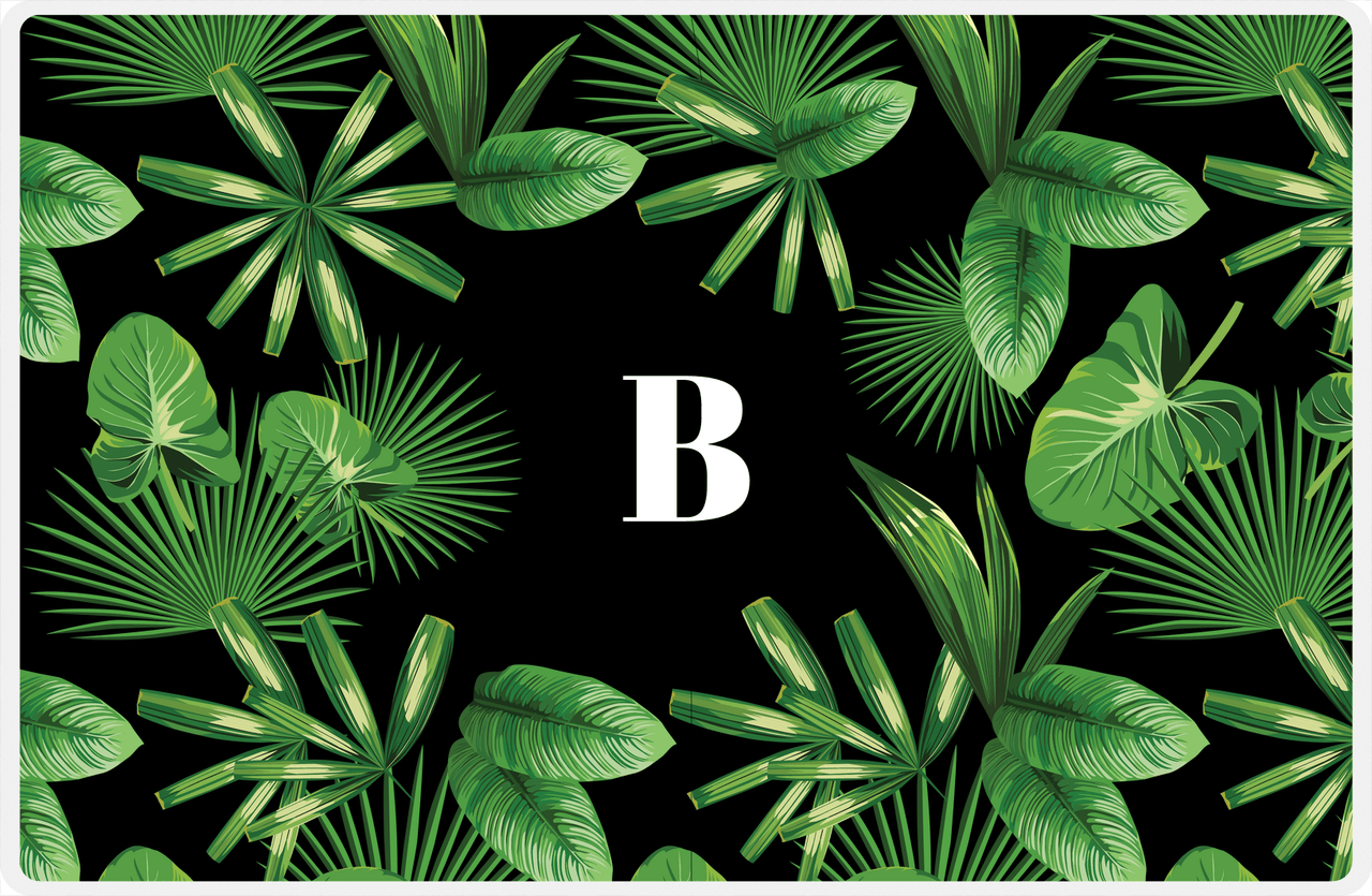 Personalized Palm Fronds Placemat - Black Background -  View