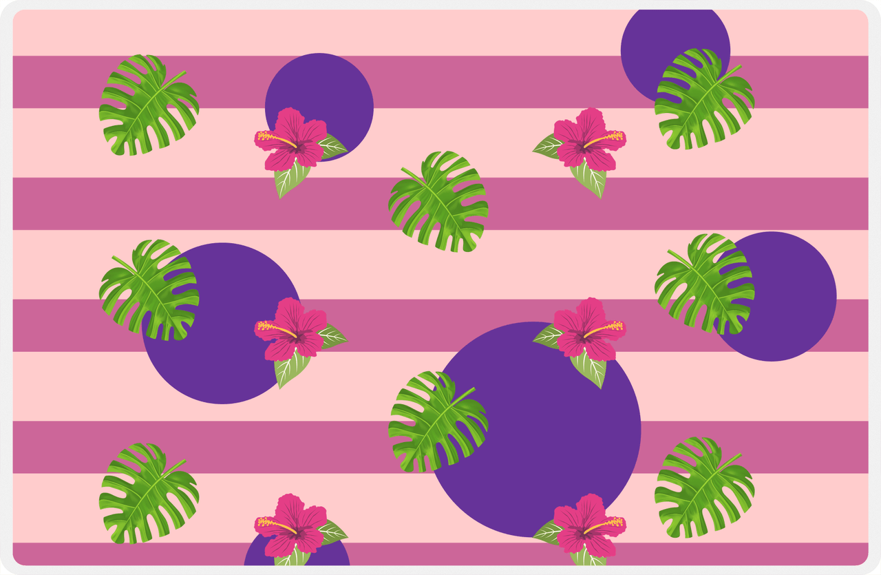 Palm Fronds Placemat - Pink Stripes -  View