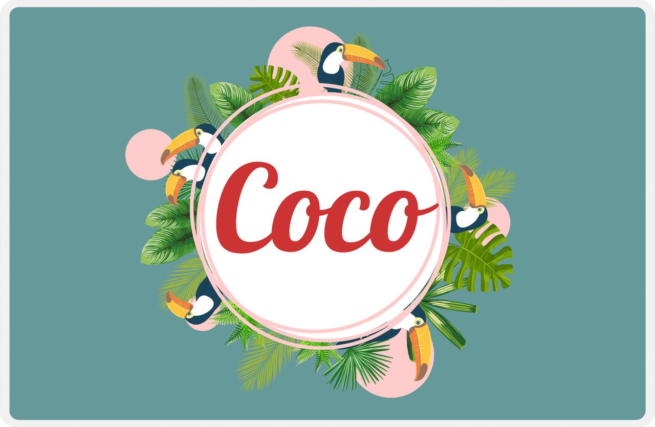 Personalized Palm Fronds Placemat - Toucans -  View