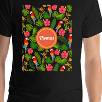 Thumbnail for Personalized Palm Fronds T-Shirt - Circle Nameplate - Shirt Close-Up View