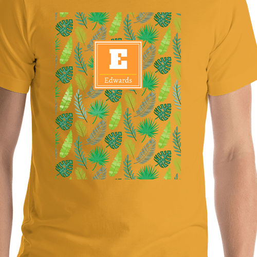 Personalized Palm Fronds T-Shirt - Initial with Name - Shirt Close-Up View