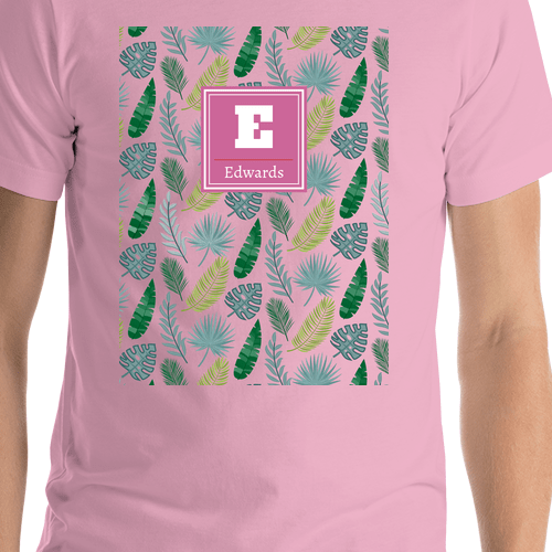 Personalized Palm Fronds T-Shirt - Initial with Name - Shirt Close-Up View