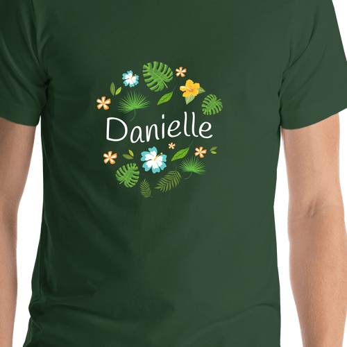 Personalized Palm Fronds T-Shirt - Wavy Text - Shirt Close-Up View
