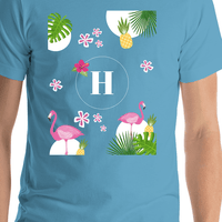 Thumbnail for Personalized Palm Fronds T-Shirt - Flamingos - Shirt Close-Up View
