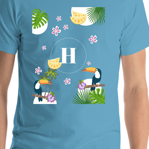 Personalized Palm Fronds T-Shirt - Toucans - Shirt Close-Up View