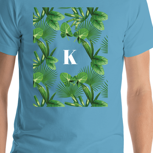 Personalized Palm Fronds T-Shirt - Blue - Shirt Close-Up View