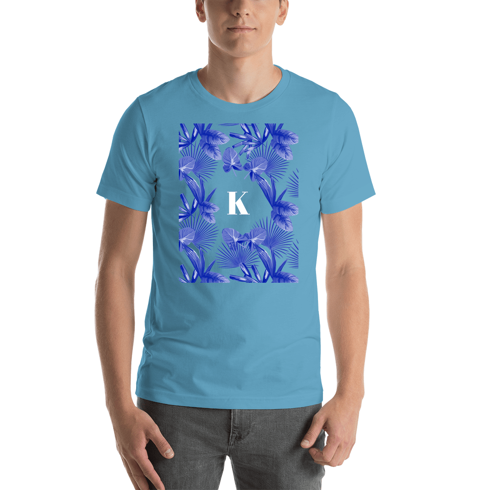 Personalized Palm Fronds T-Shirt - Blue - Shirt View