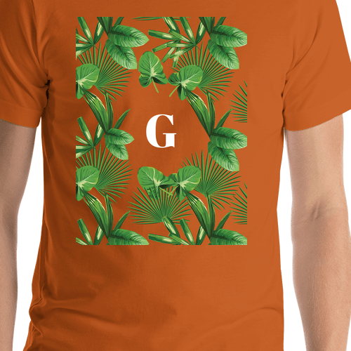 Personalized Palm Fronds T-Shirt - Orange - Shirt Close-Up View