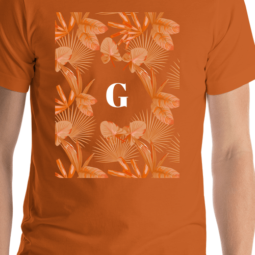 Personalized Palm Fronds T-Shirt - Orange - Shirt Close-Up View
