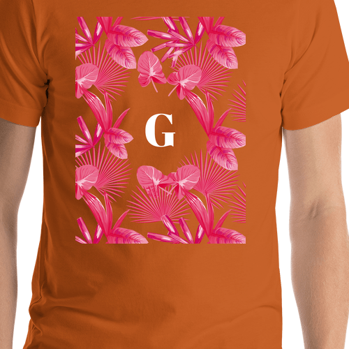 Personalized Palm Fronds T-Shirt - Orange - Shirt Close-Up View