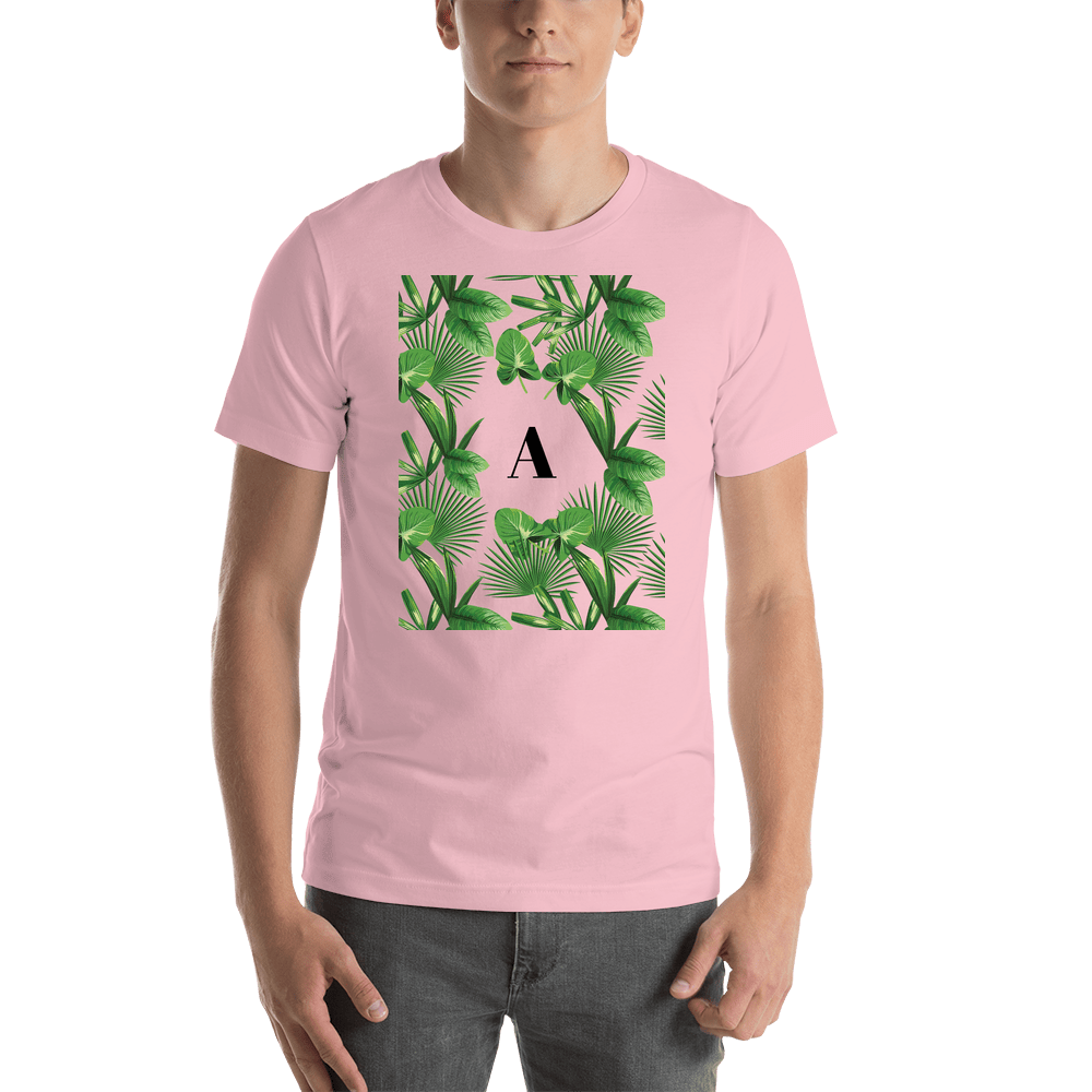 Personalized Palm Fronds T-Shirt - Pink - Shirt View