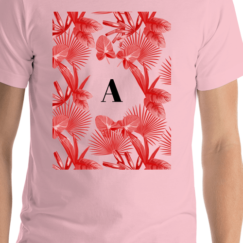 Personalized Palm Fronds T-Shirt - Pink - Shirt Close-Up View