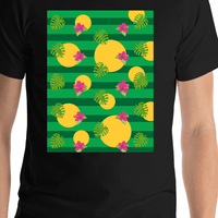Thumbnail for Palm Fronds T-Shirt - Black with Green Stripes - Shirt Close-Up View