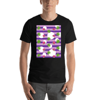 Thumbnail for Palm Fronds T-Shirt - Black with Purple Stripes - Shirt View