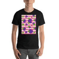 Thumbnail for Palm Fronds T-Shirt - Black with Pink Stripes - Shirt View