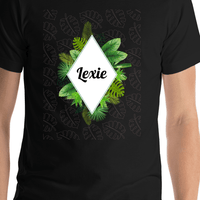 Thumbnail for Personalized Palm Fronds T-Shirt - Diamond Wreath - Shirt Close-Up View