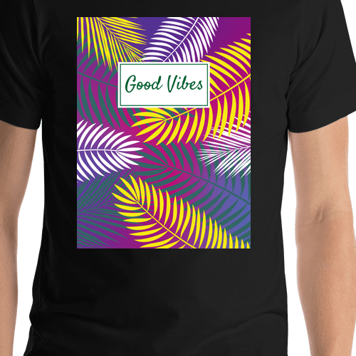 Personalized Palm Fronds T-Shirt - Good Vibes - Shirt Close-Up View