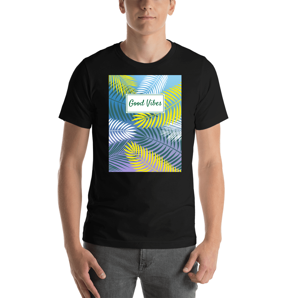 Personalized Palm Fronds T-Shirt - Good Vibes - Shirt View