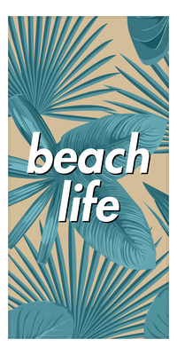 Thumbnail for Personalized Palm Leaves Beach Towel - Tan & Teal - Vertical - Front View