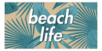 Thumbnail for Personalized Palm Leaves Beach Towel - Tan & Teal - Horizontal - Front View