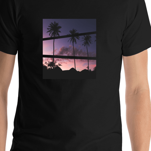 Palm Trees T-Shirt - Black - Shirt Close-Up View