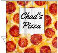 Thumbnail for Personalized Pepperoni Pizza Shower Curtain - White Pizza Box - Hanging View