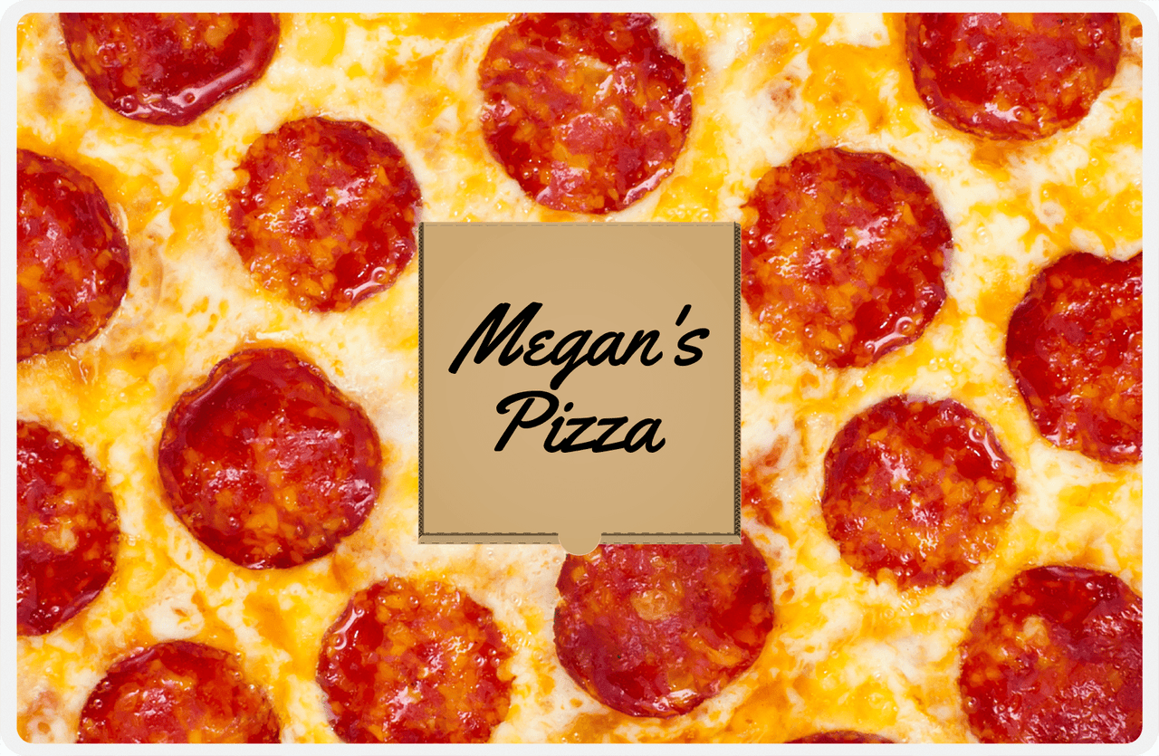 Personalized Pepperoni Pizza Placemat - Brown Pizza Box -  View
