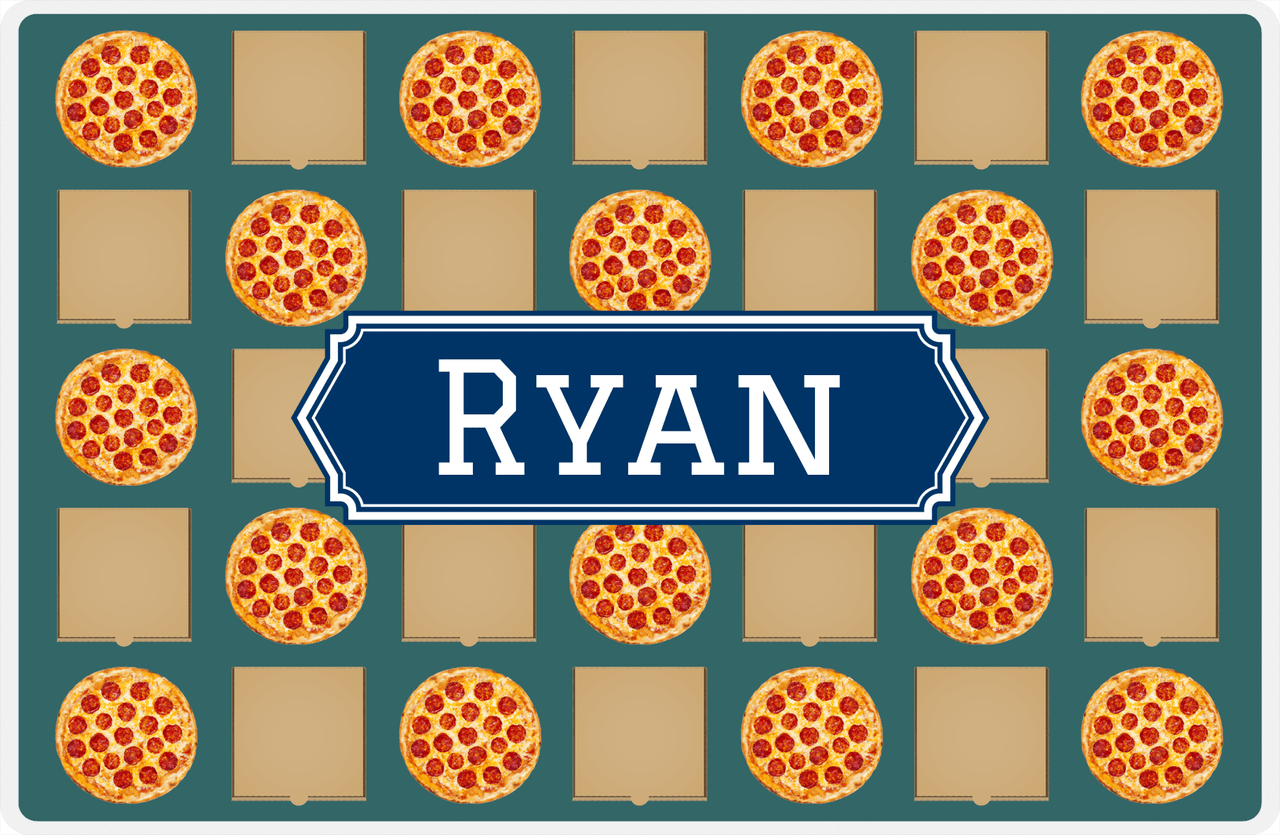 Personalized Pepperoni Pizza Placemat II - Decorative Rectangle Nameplate -  View
