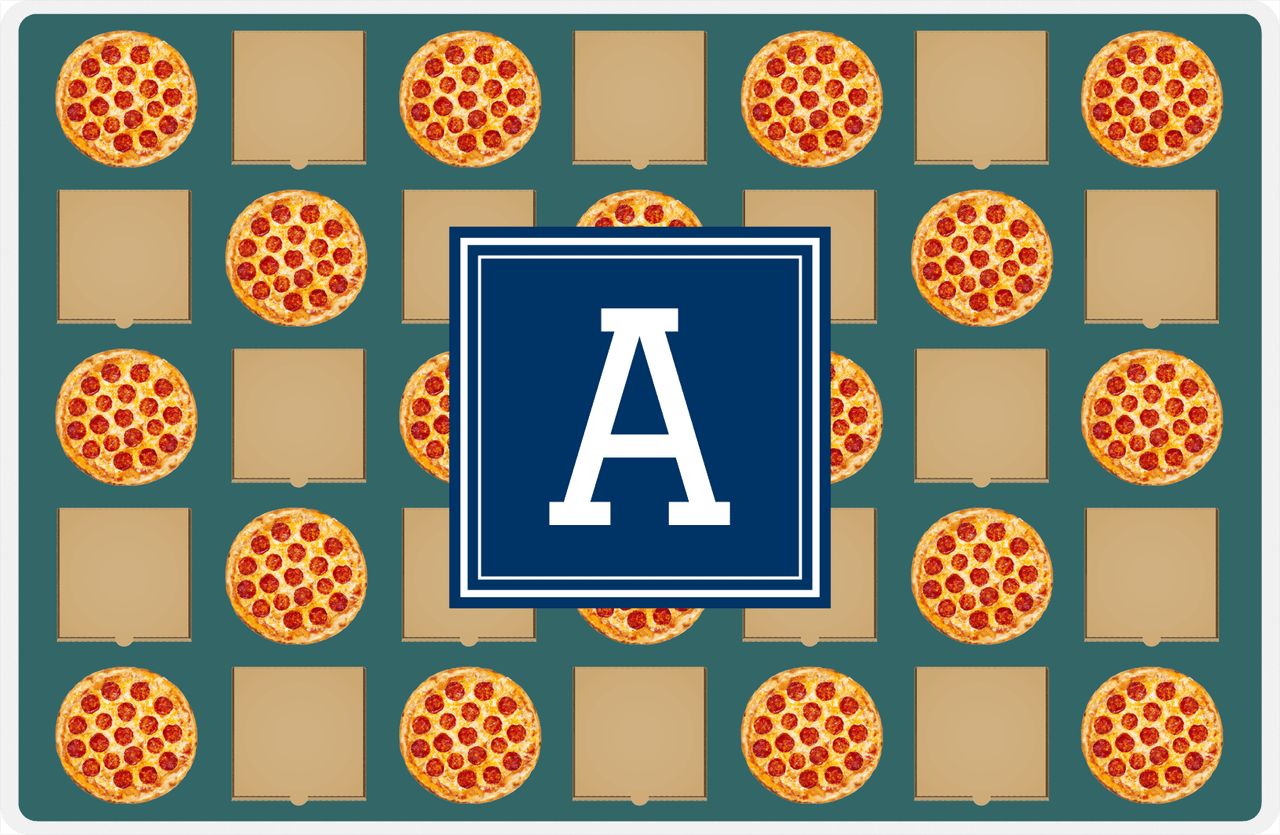 Personalized Pepperoni Pizza Placemat II - Square Nameplate -  View