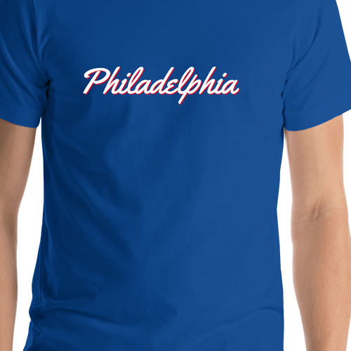 Personalized Philadelphia T-Shirt - Blue - Shirt Close-Up View