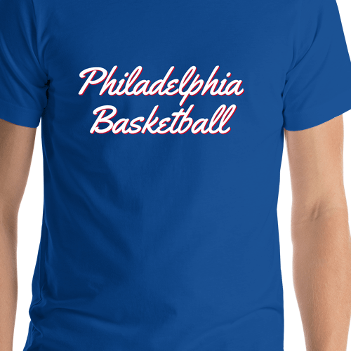 Personalized Philadelphia Basketball T-Shirt - Blue - Shirt Close-Up View