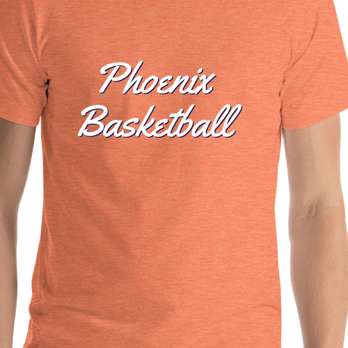 Personalized Phoenix Basketball T-Shirt - Orange - Shirt Close-Up View