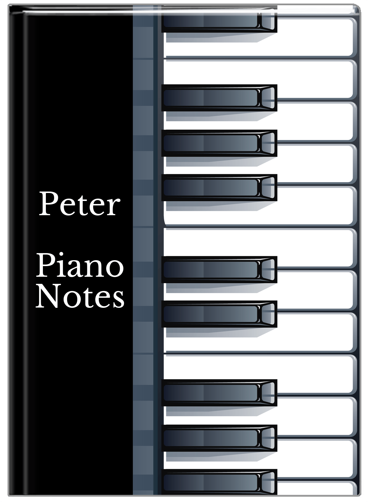 Personalized Piano Keys Journal - Black Background II - Front View
