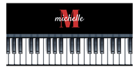Thumbnail for Personalized Piano Keys Beach Towel - Name Over Initial - Black Background - Front View