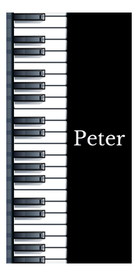 Thumbnail for Personalized Piano Keys Beach Towel - Black Background - Vertical with Right Text - Front View