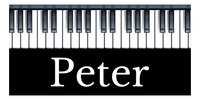 Thumbnail for Personalized Piano Keys Beach Towel - Black Background - Horizontal with Bottom Text - Front View