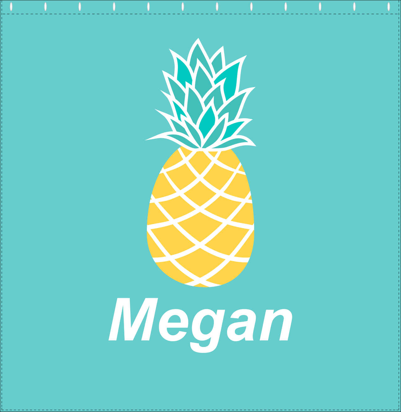 Personalized Pineapple Shower Curtain - Text Below Big Pineapple - Decorate View