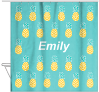 Thumbnail for Personalized Pineapple Shower Curtain - Many Pineapples II - Hanging View