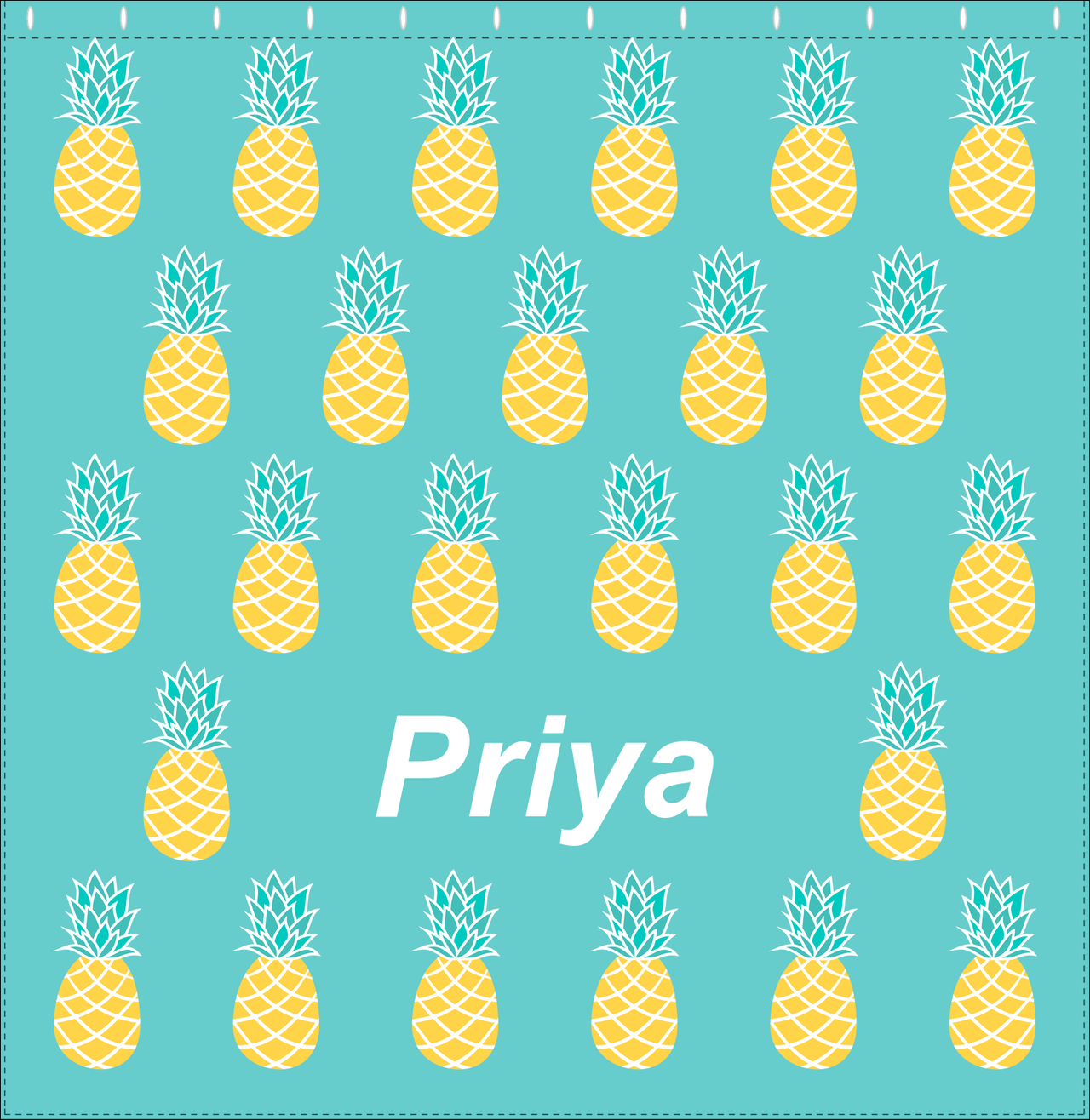Personalized Pineapple Shower Curtain - Many Pineapples III - Decorate View
