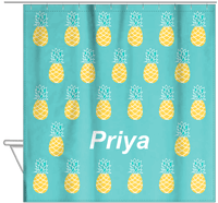 Thumbnail for Personalized Pineapple Shower Curtain - Many Pineapples III - Hanging View