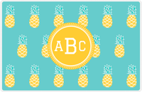 Thumbnail for Personalized Pineapple Placemat - Teal Background - Circle Nameplate -  View